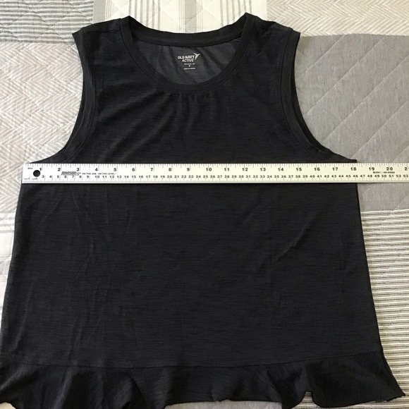 𝅺OLD Navy Active wear tank crop top camisole woven bottom sleeveless grey Small - Picture 7 of 10